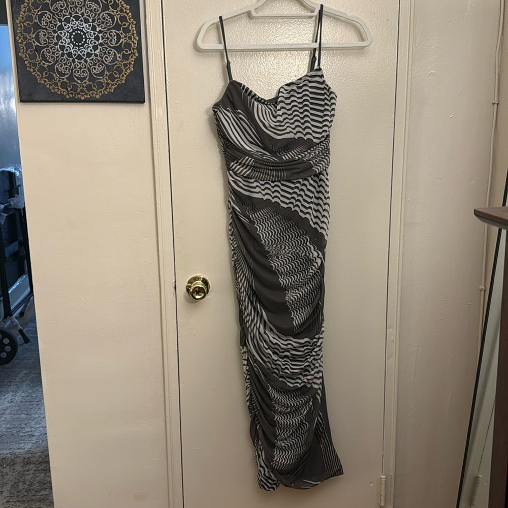 NWT express olive green mesh fitted dress